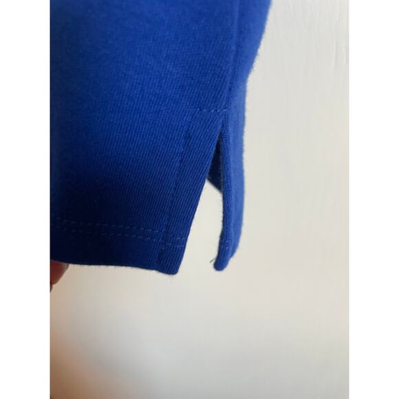 Quacker Factory blue short split sleeve knit top rhinestones stretchy Size L - Picture 4 of 7